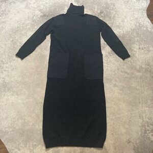 L.F. Markey‎ Dress Womens Sz 4 Black Theodore Knit Midi Turtleneck Mohair Blend